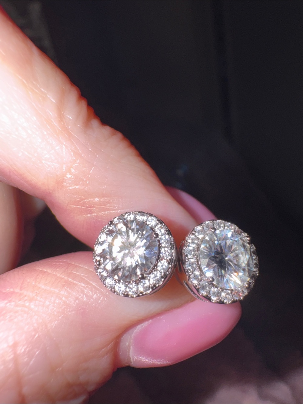 Classic Round Halo Stud Earrings in Silver with Clear Stones